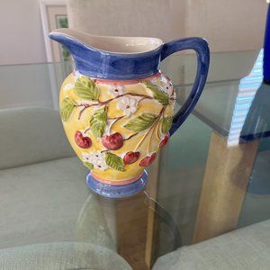floral ceramic pitcher 7 1/2" h x 7"w